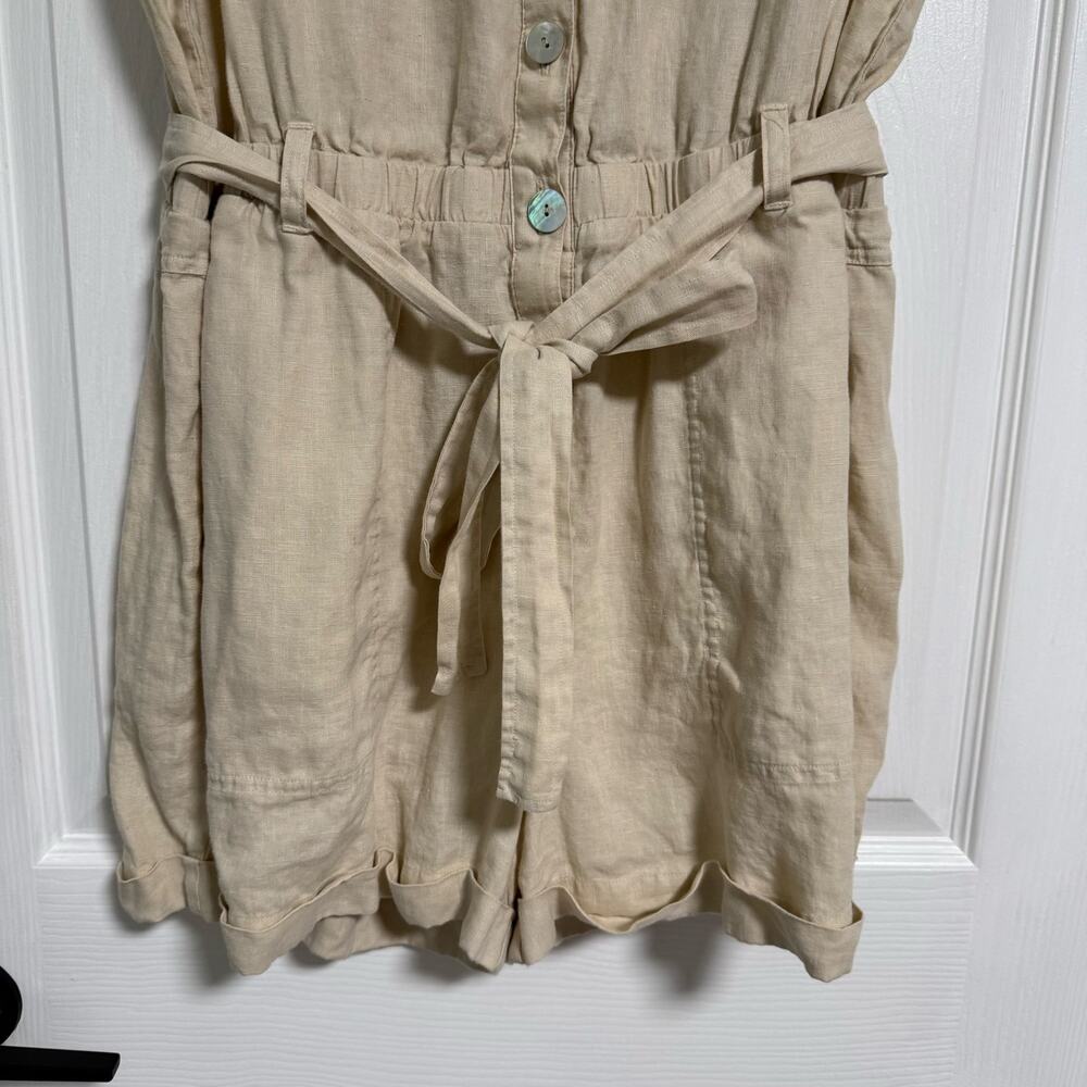 Anthropologie Cloth & Stone Women's Linen Utility Romper Size Large - Picture 3 of 12
